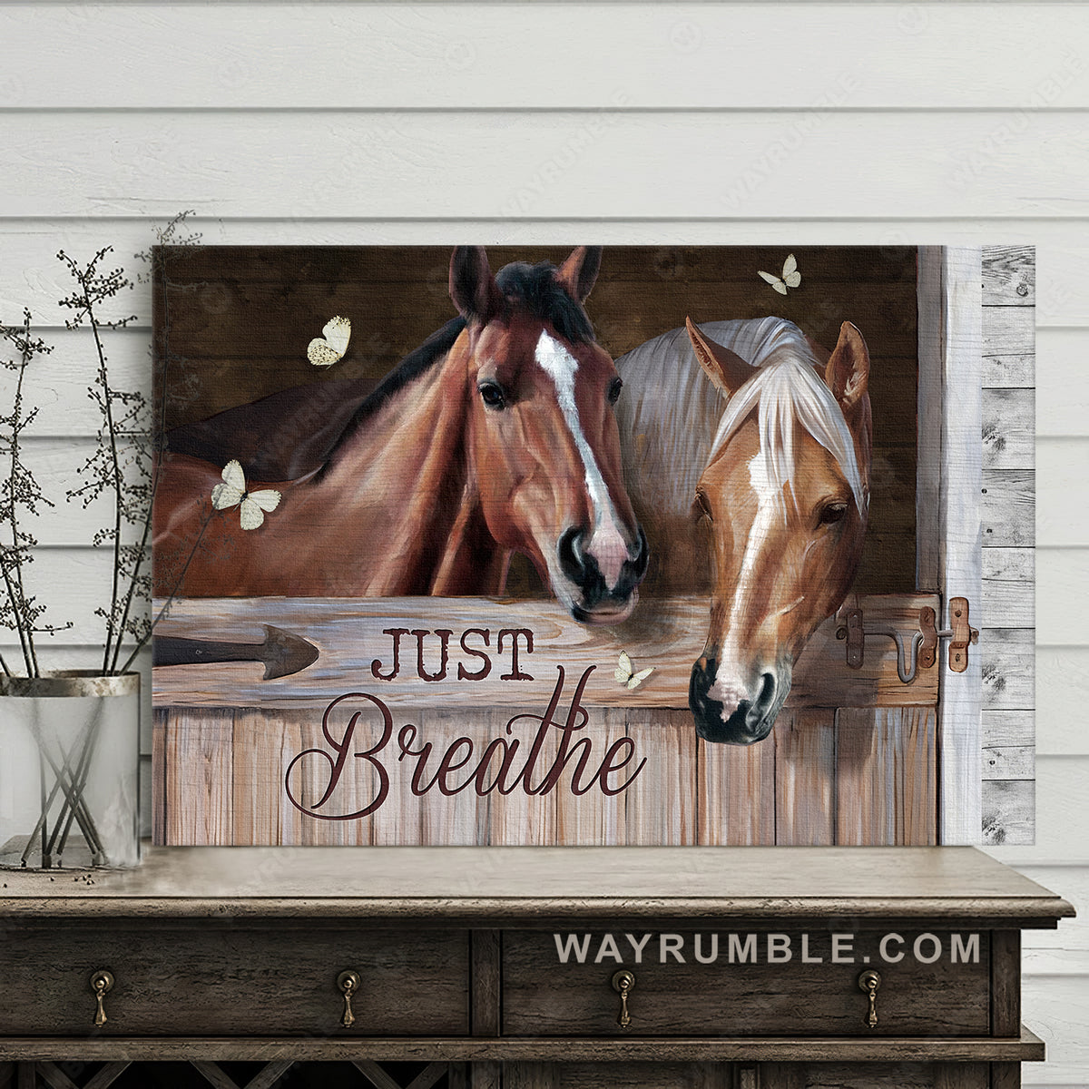Brown horse, Horse artwork, White butterfly, Just breathe - Jesus Landscape Canvas Prints, Christian Wall Art