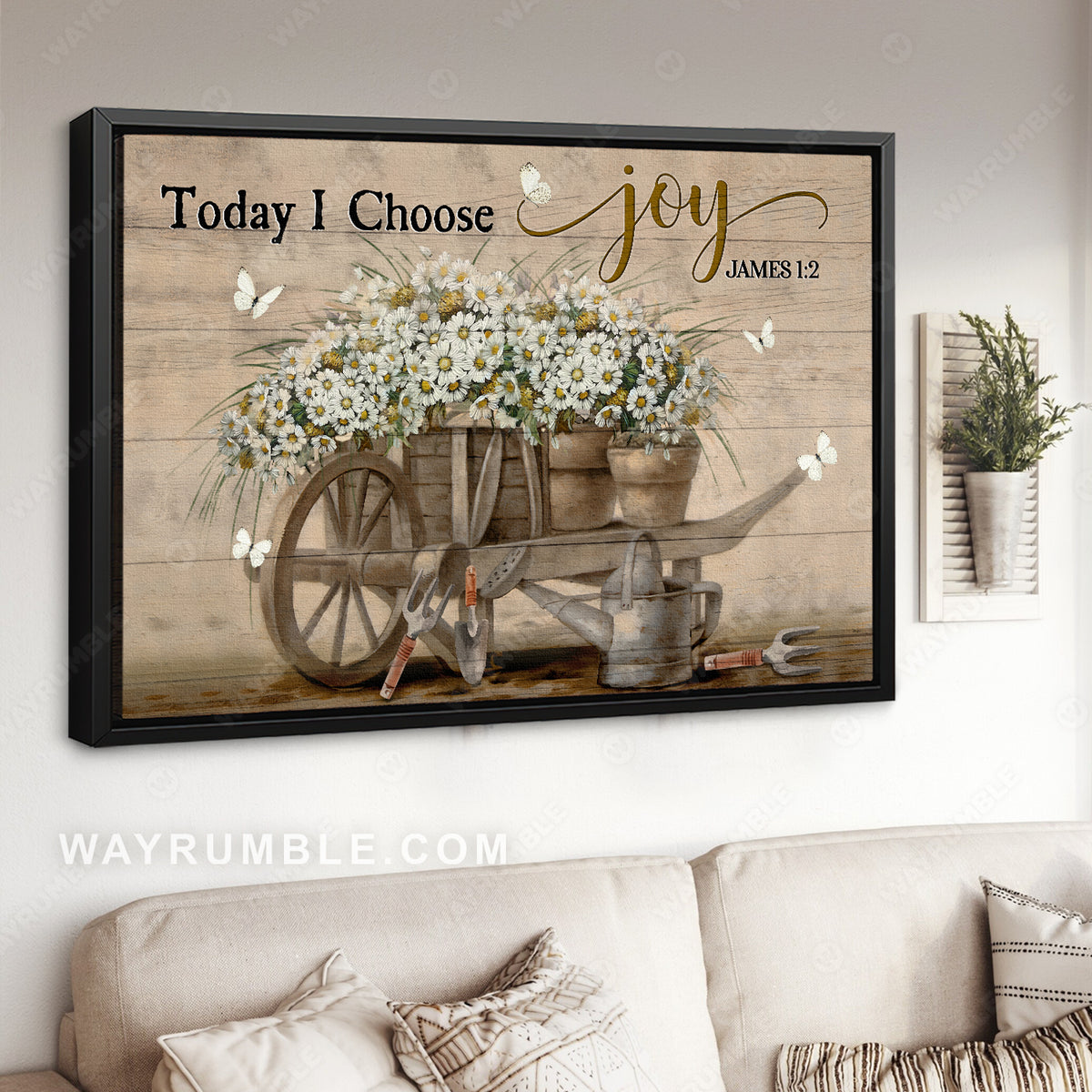 Vintage garden, Daisy flower, Today I choose joy - Jesus Landscape Canvas Prints, Christian Wall Art