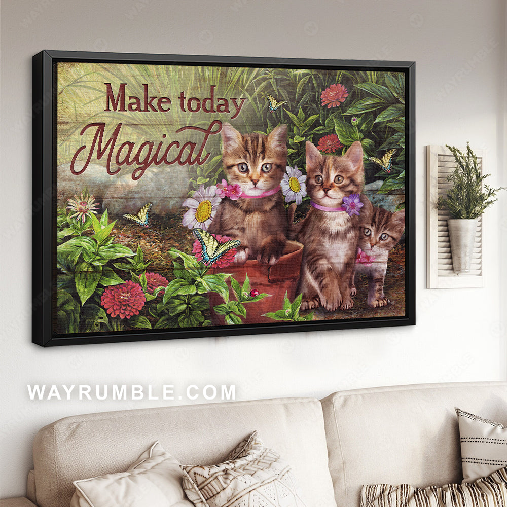 Little cat, Magic garden, Red flower, Make today magical - Jesus Landscape Canvas Prints, Christian Wall Art