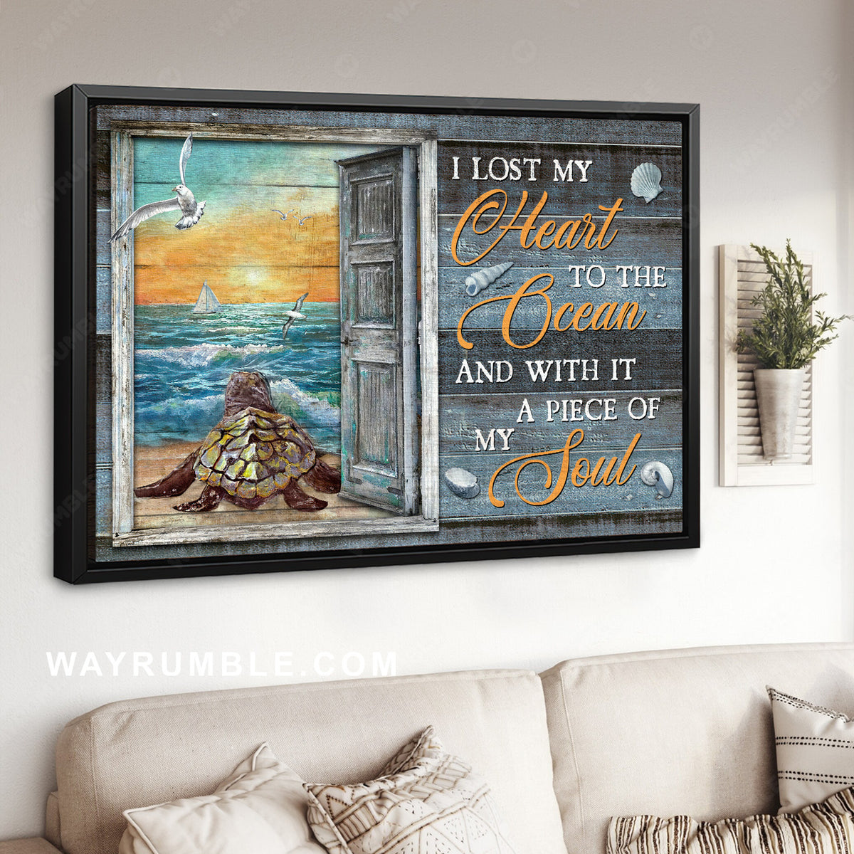 Sea turtle, Pretty sunset, Seagull painting, I lost my heart to the ocean - Jesus Landscape Canvas Prints, Home Decor Wall Art
