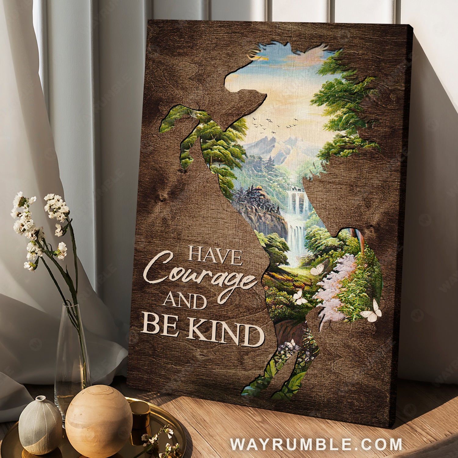 Amazing cave, Green forest, Have courage and be kind - Jesus Portrait Canvas Prints, Christian Wall Art