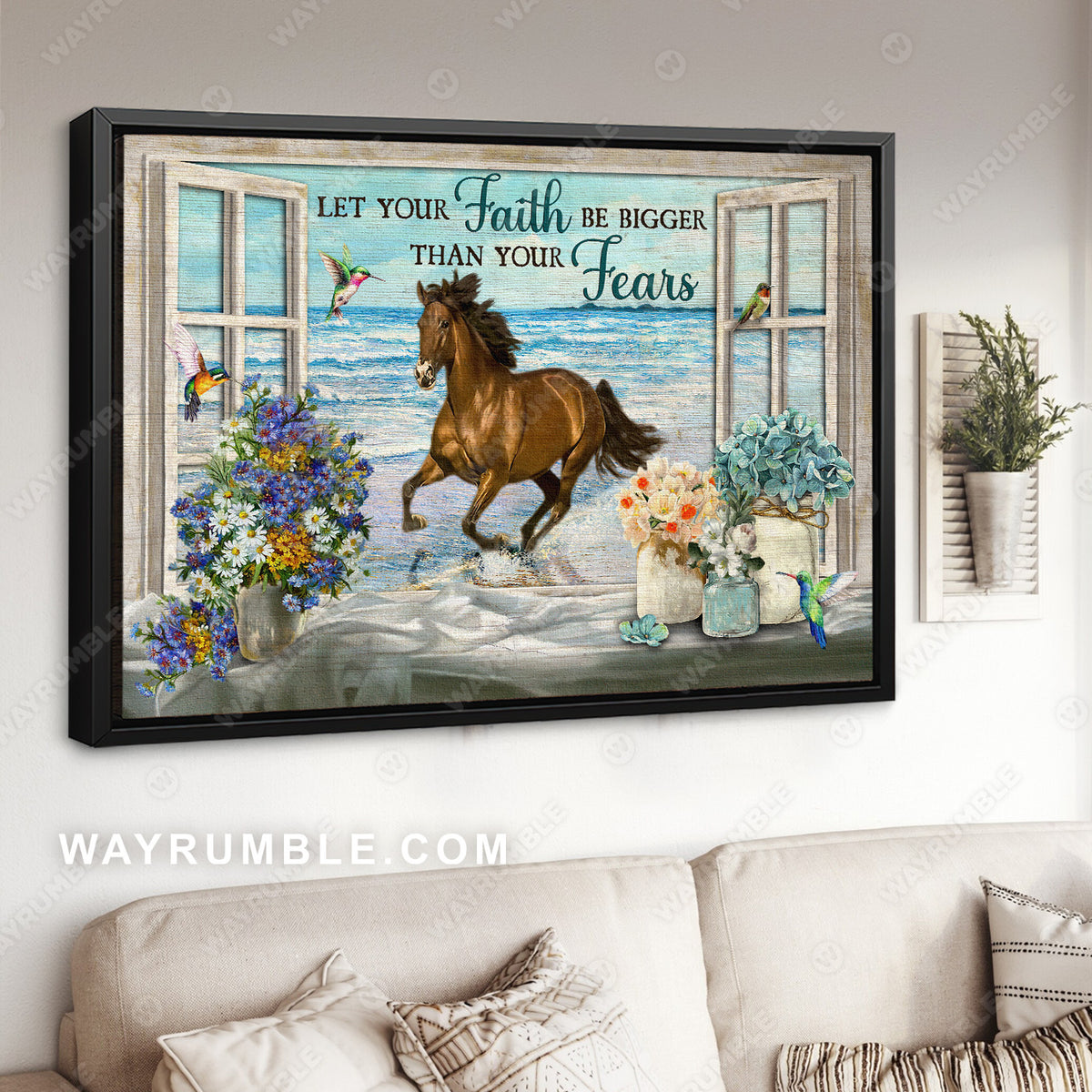 Running horse, Brilliant flower, Ocean view, Let your faith be bigger than your fears - Jesus Landscape Canvas Prints, Christian Wall Art