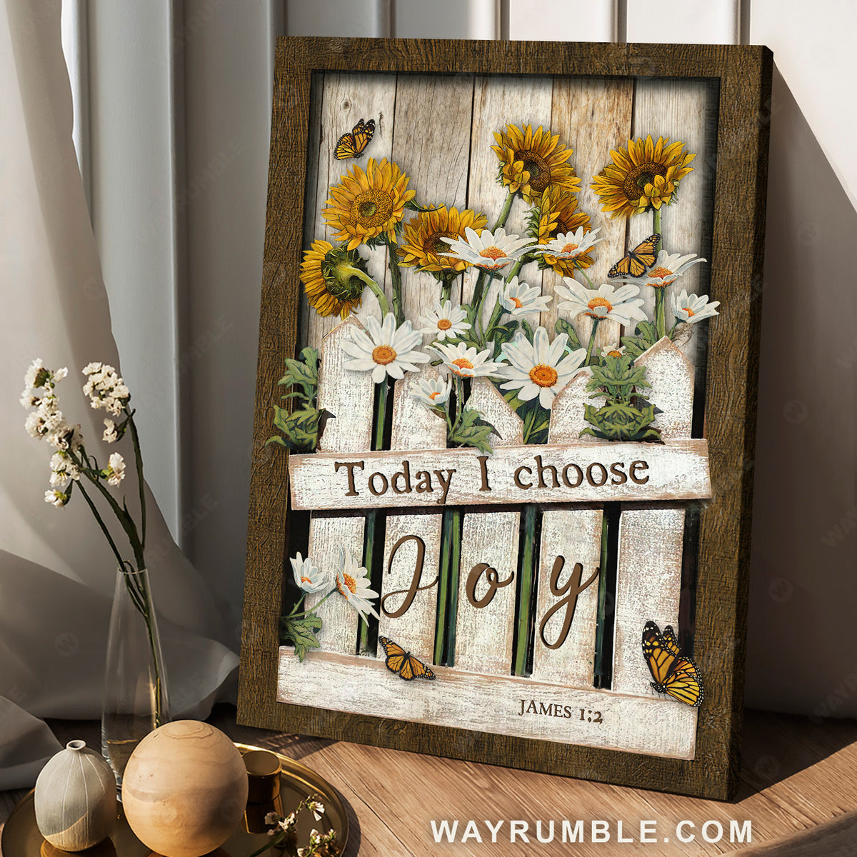 Beautiful garden, Daisy flower, Sunflower, Today I choose joy - Jesus Portrait Canvas Prints, Christian Wall Art