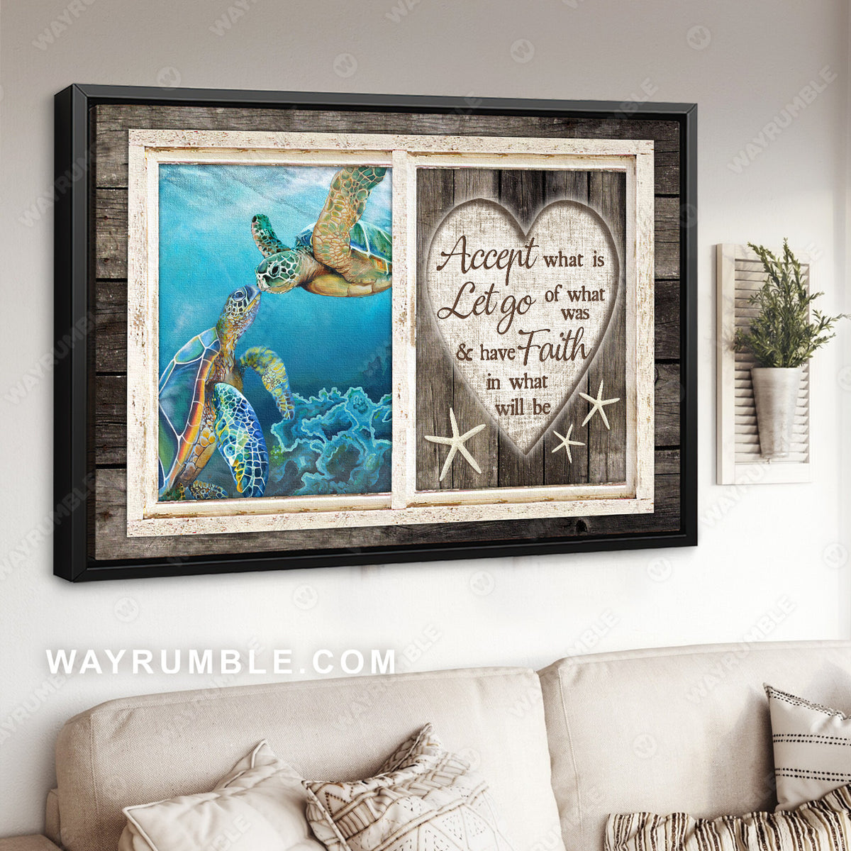 Sea turtle drawing, Under the ocean, Heart shape, Accept what is let go of what was - Jesus Landscape Canvas Prints, Christian Wall Art