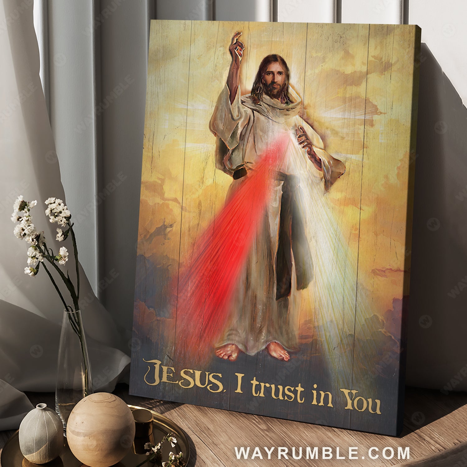 The life of Jesus, Red light, Sunset, Jesus I trust in you - Jesus Portrait Canvas Prints, Christian Wall Art