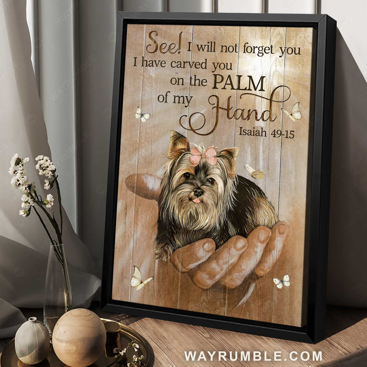 Little Yorkshire Terrier, Cute bow, White butterfly, I will not forget you - Dog Portrait Canvas Prints, Wall Art