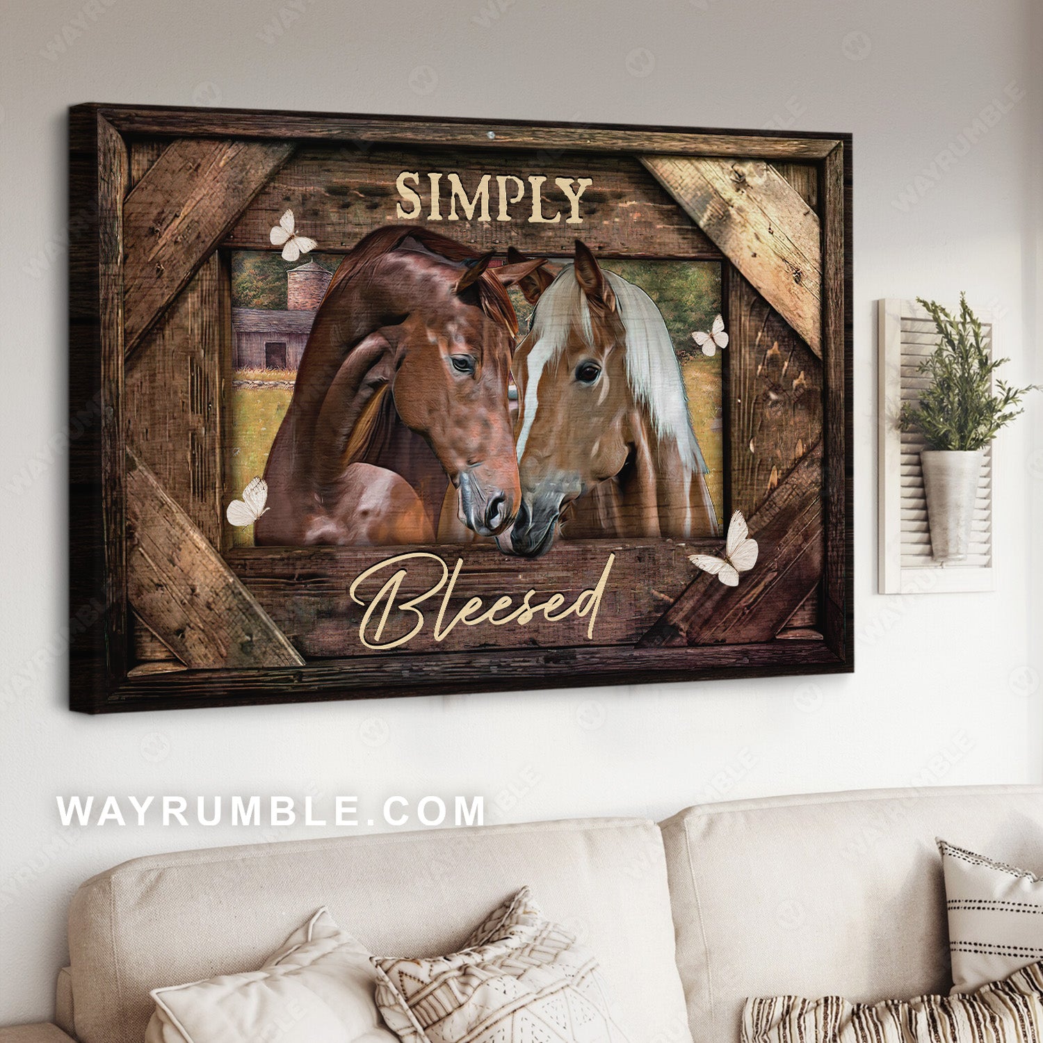 Quarter horse painting, Vintage frame, Pretty butterfly, Simply blessed - Jesus Landscape Canvas Prints, Christian Wall Art