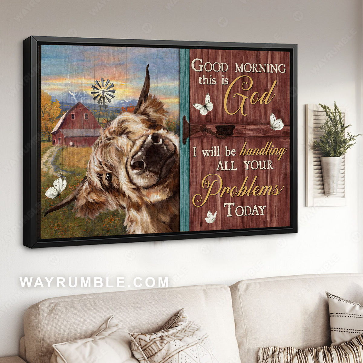 Yak cow painting, Peace farm, Pretty sunset, Good morning, This is God - Jesus Landscape Canvas Prints, Christian Wall Art
