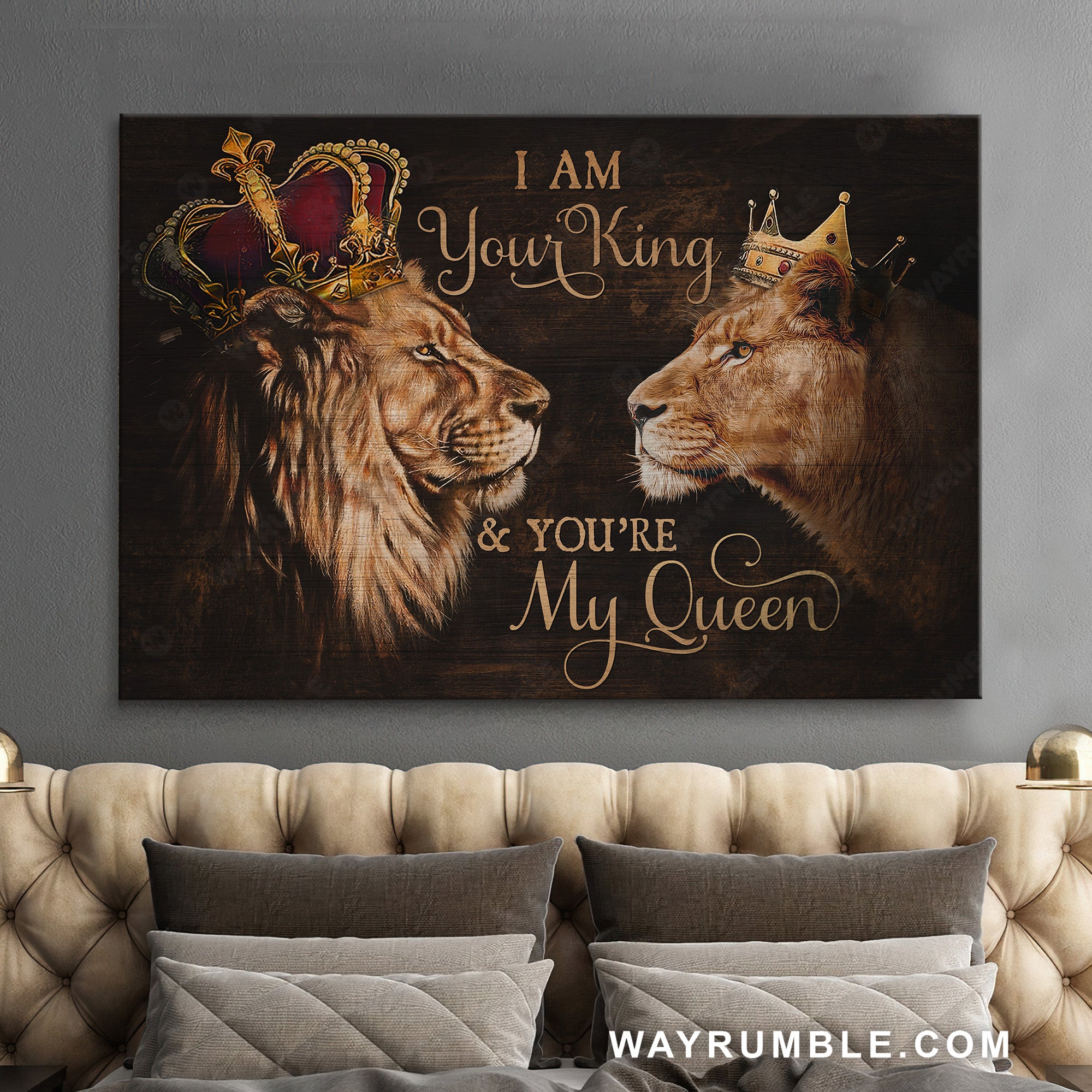 Lion couple, Lion of Judah, I am your King and you're my Queen - Jesus Landscape Canvas Prints, Christian Wall Art