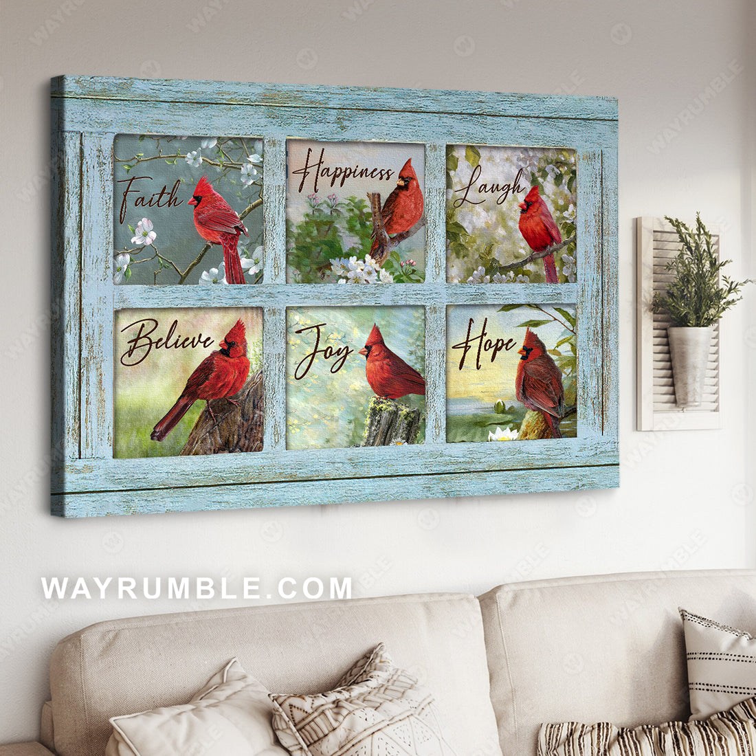Watercolor cardinal, Spring forest, Jasmine painting, Faith, Happiness - Jesus Landscape Canvas Prints, Christian Wall Art