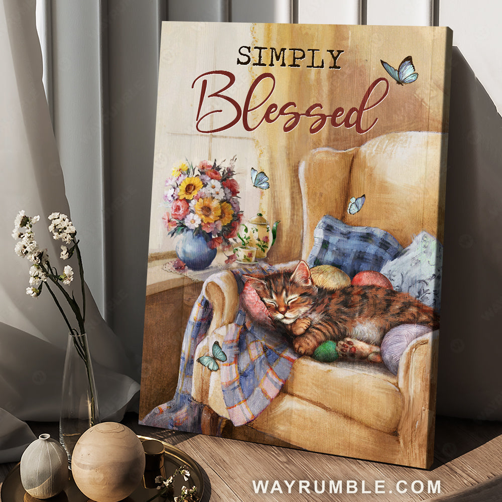 Beautiful room, Sleeping cat, Flower drawing, Simply blessed - Jesus Portrait Canvas Prints, Christian Wall Art