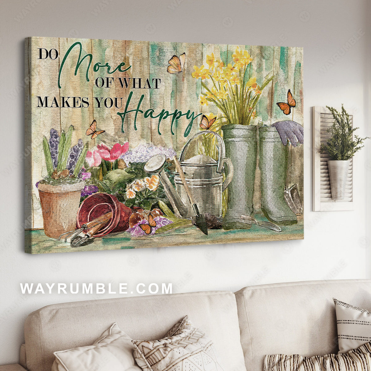 Pretty flower garden, Watercolor drawing, Do more of what makes you happy - Jesus Landscape Canvas Prints, Christian Wall Art