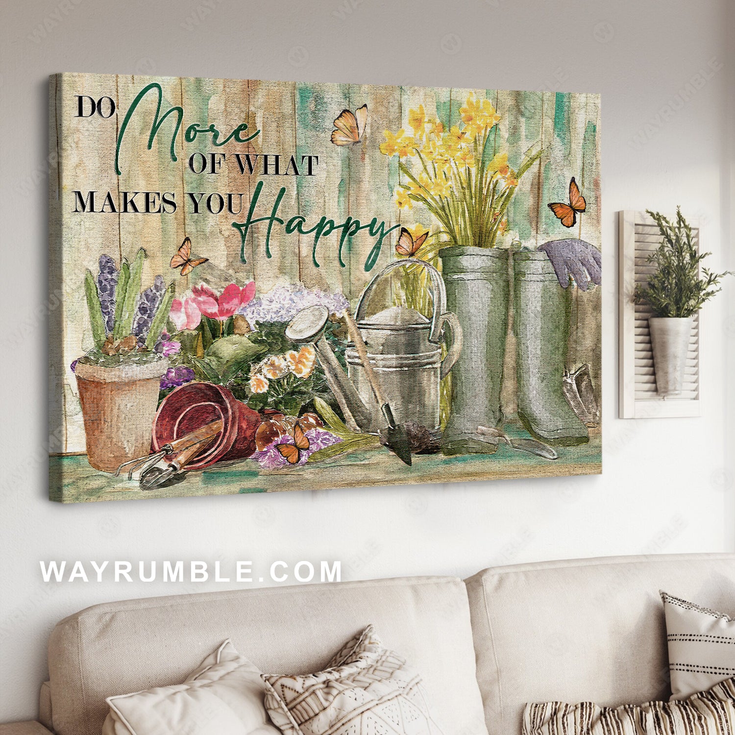 Pretty flower garden, Watercolor drawing, Do more of what makes you happy - Jesus Landscape Canvas Prints, Christian Wall Art
