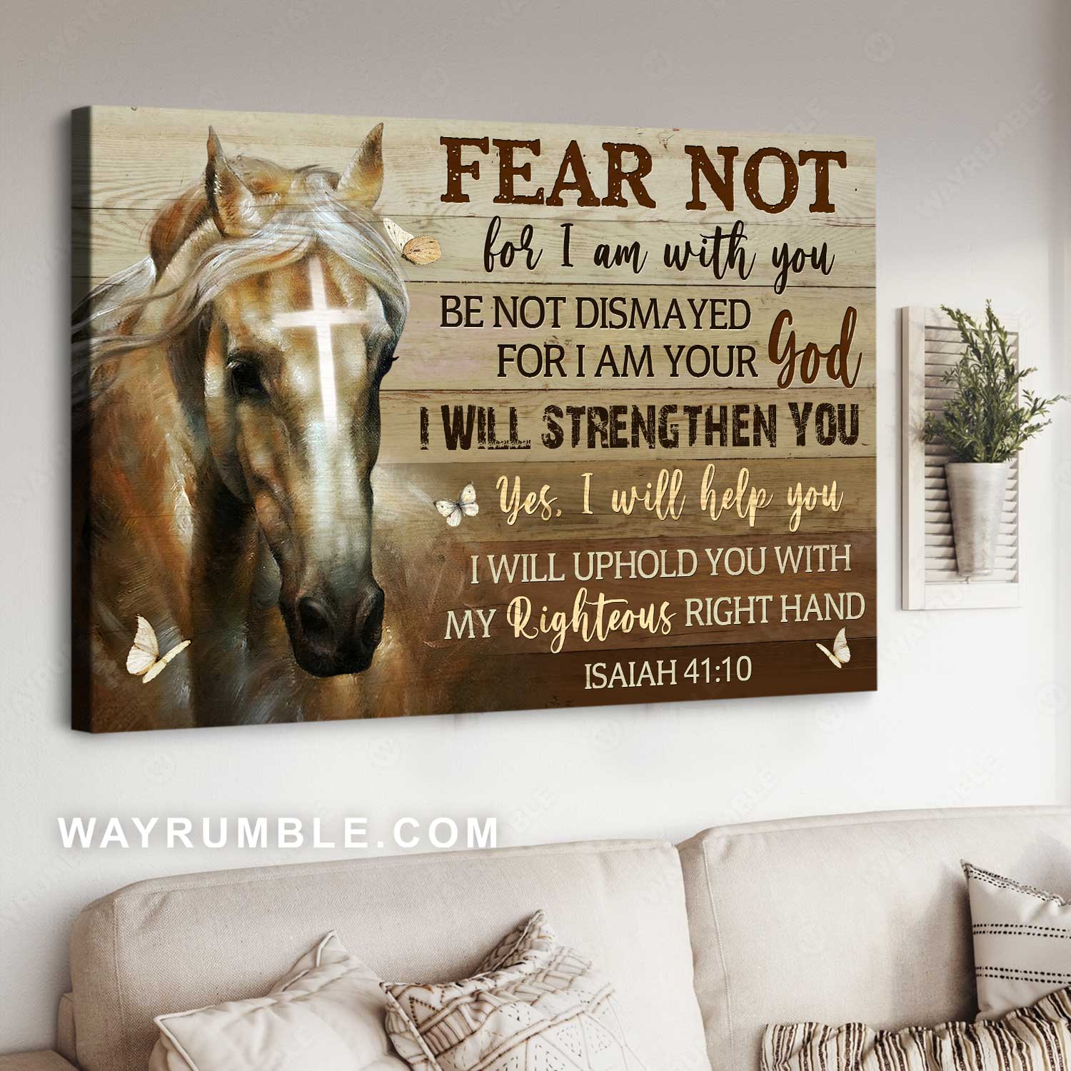 Gift for horse lover, Light cross, Fear not for I am with you - Jesus Landscape Canvas Prints, Home Decor Wall Art