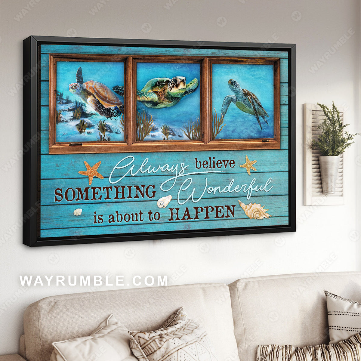 Deep ocean, Oldest turtle, Blue background, Something wonderful is about to happen - Jesus Landscape Canvas Prints, Christian Wall Art