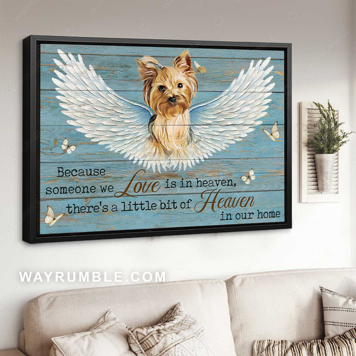 Little Yorkshire Terrier, Stunning Angel wings, Because someone we love - Jesus Landscape Canvas Prints, Home Decor Wall Art