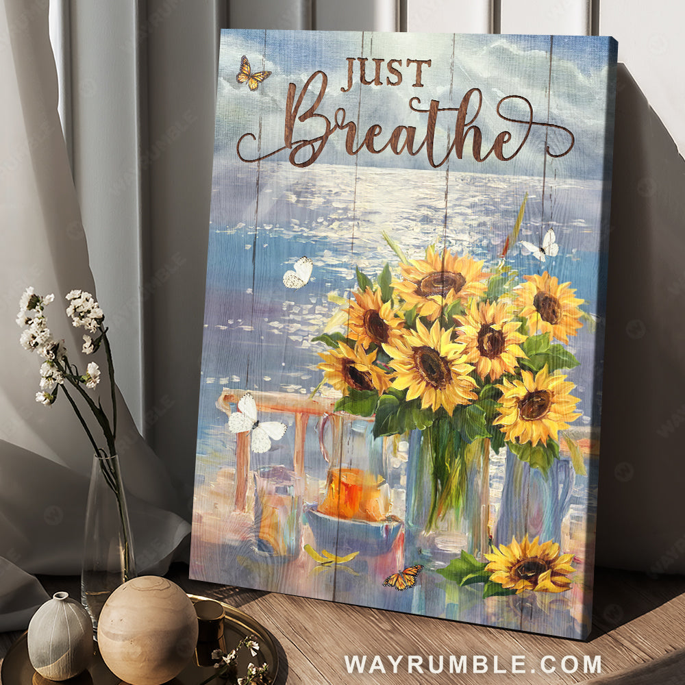 Healing artwork, Pretty sunflower, Beautiful beach, Just breathe - Jesus Portrait Canvas Prints, Home Decor Wall Art