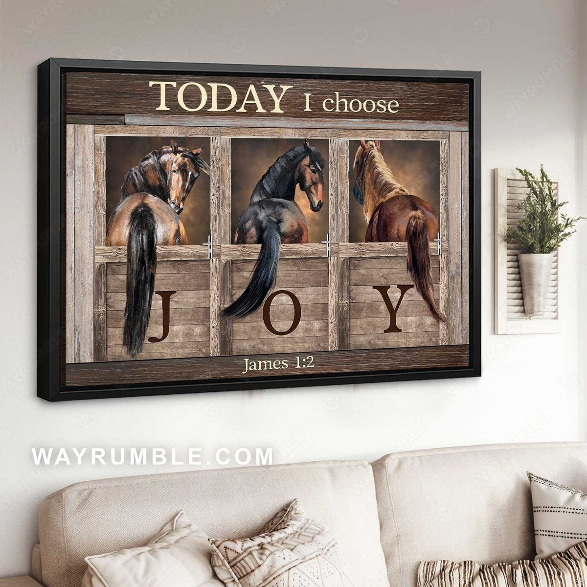 Horse farm, Brown horse painting, Wooden window, Today I choose joy - Jesus Landscape Canvas Prints, Home Decor Wall Art