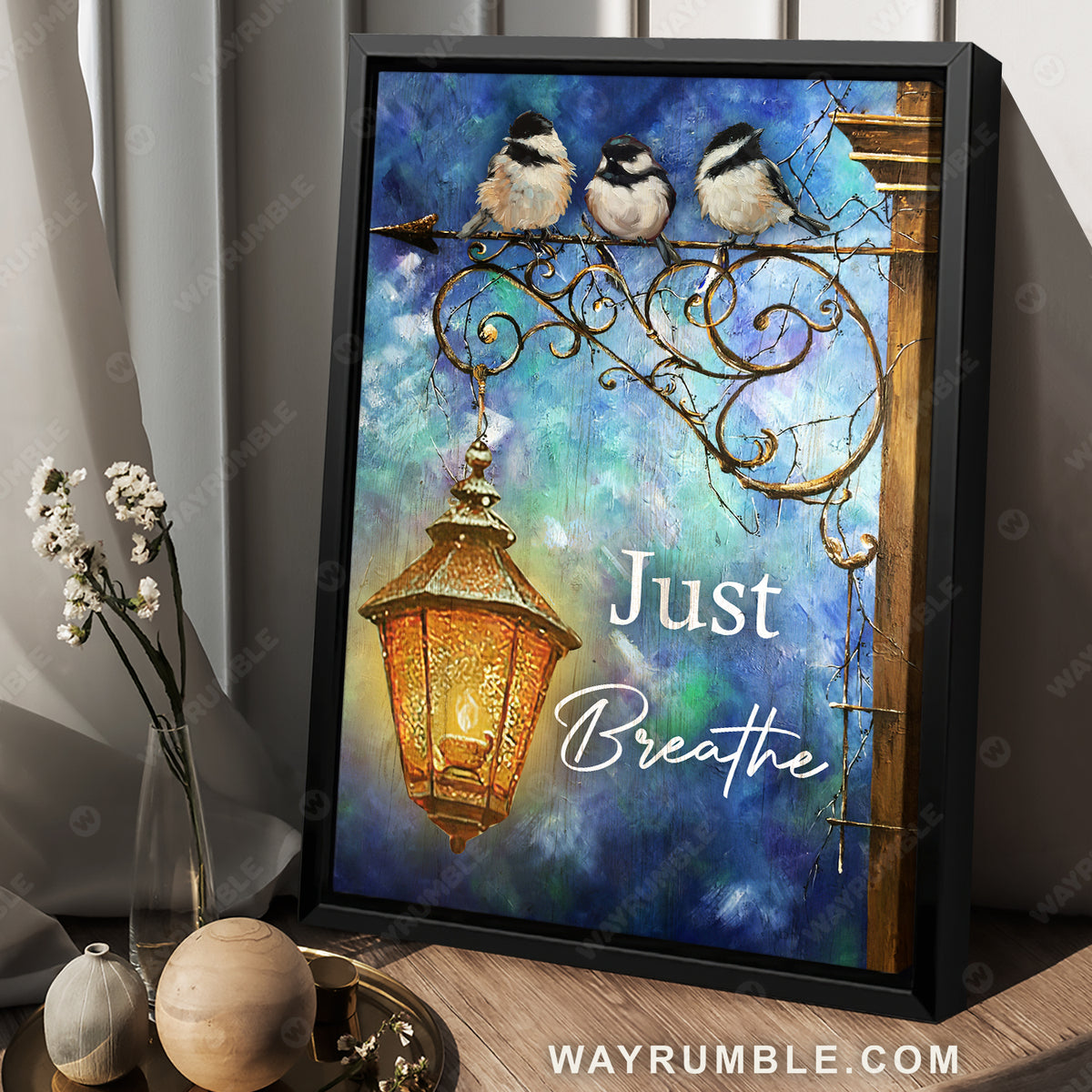 Cute sparrow painting, Blue night, Lantern drawing, Just breathe - Jesus Portrait Canvas Prints, Christian Wall Art