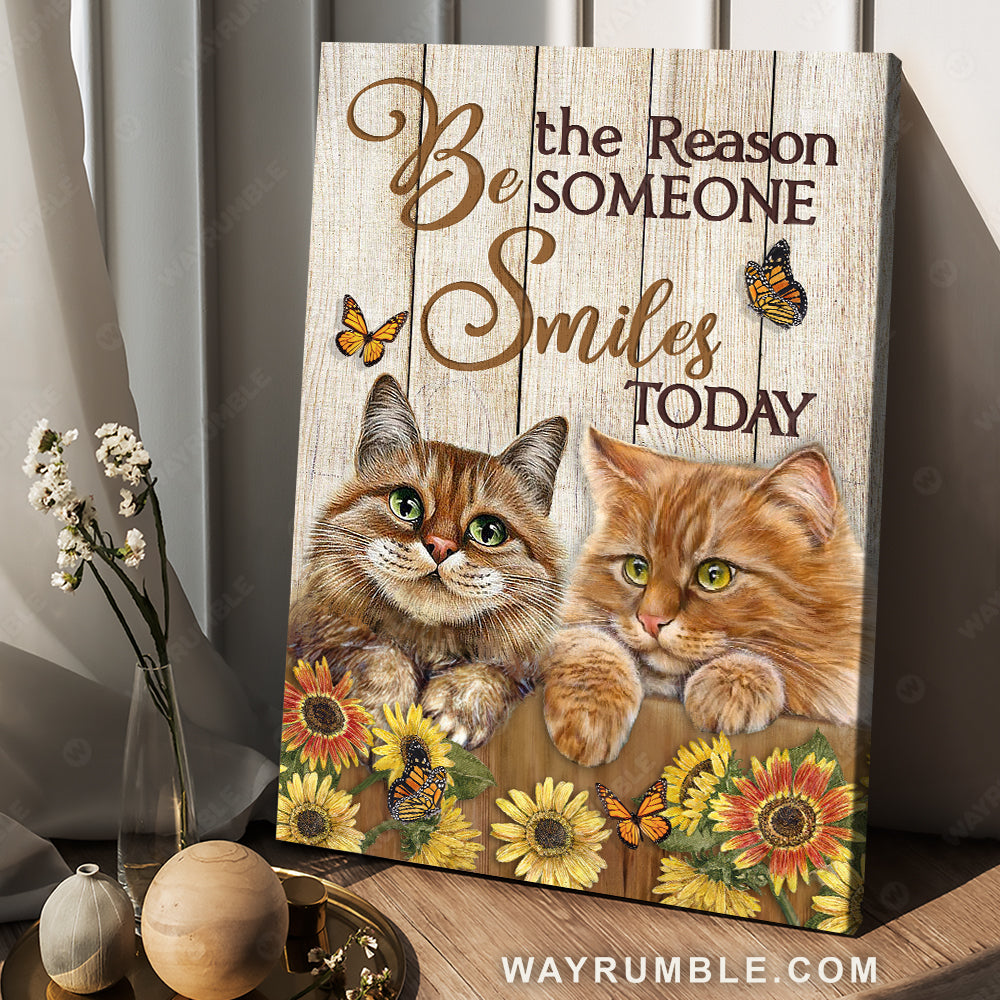 Little cat, Sunflower garden, Be the reason someone smiles today - Jesus Portrait Canvas Prints, Christian Wall Art