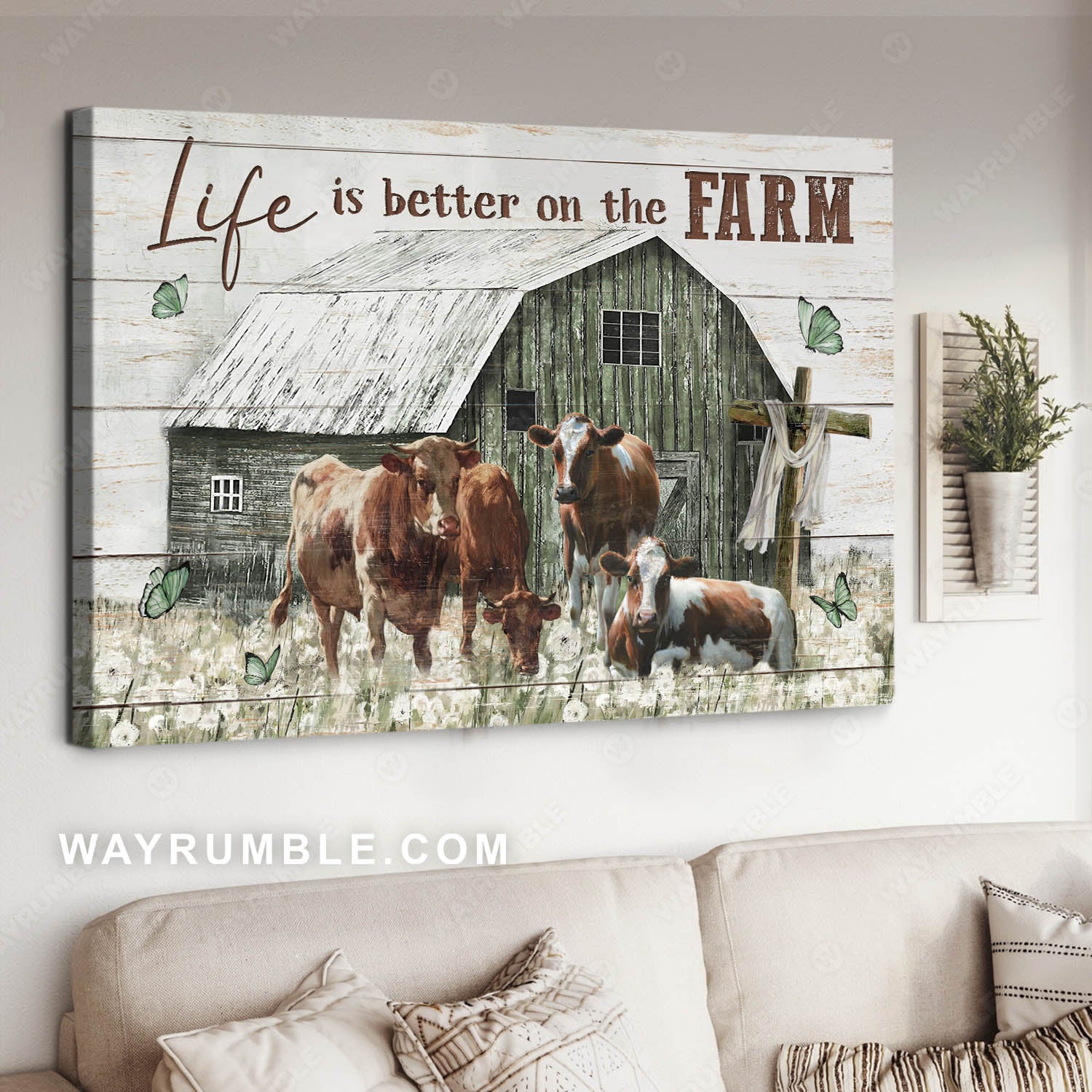 Amazing cow drawing, Dandelion field, Old barn, Life is better on the farm - Jesus Landscape Canvas Prints, Home Decor Wall Art