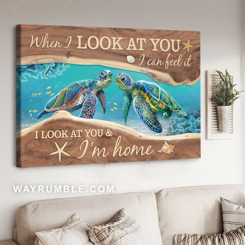 Colorful sea turtle, Deep ocean, When I look at you, I can feel it - Jesus Landscape Canvas Prints, Christian Wall Art