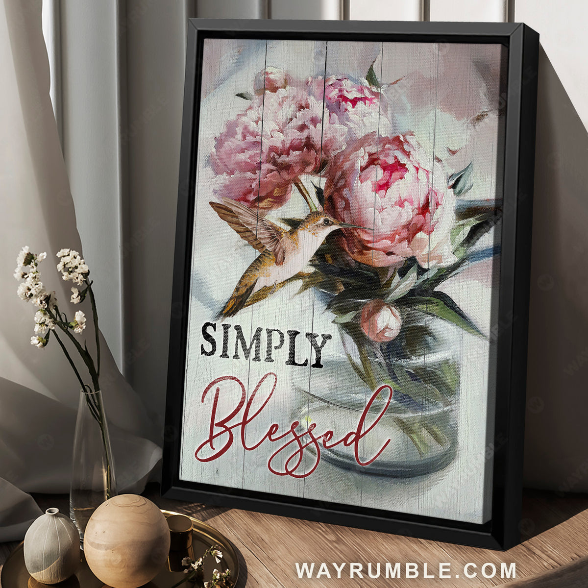 Pink peony flower, Stunning hummingbird, Flower lover, Simply blessed - Jesus Portrait Canvas Prints, Home Decor Wall Art
