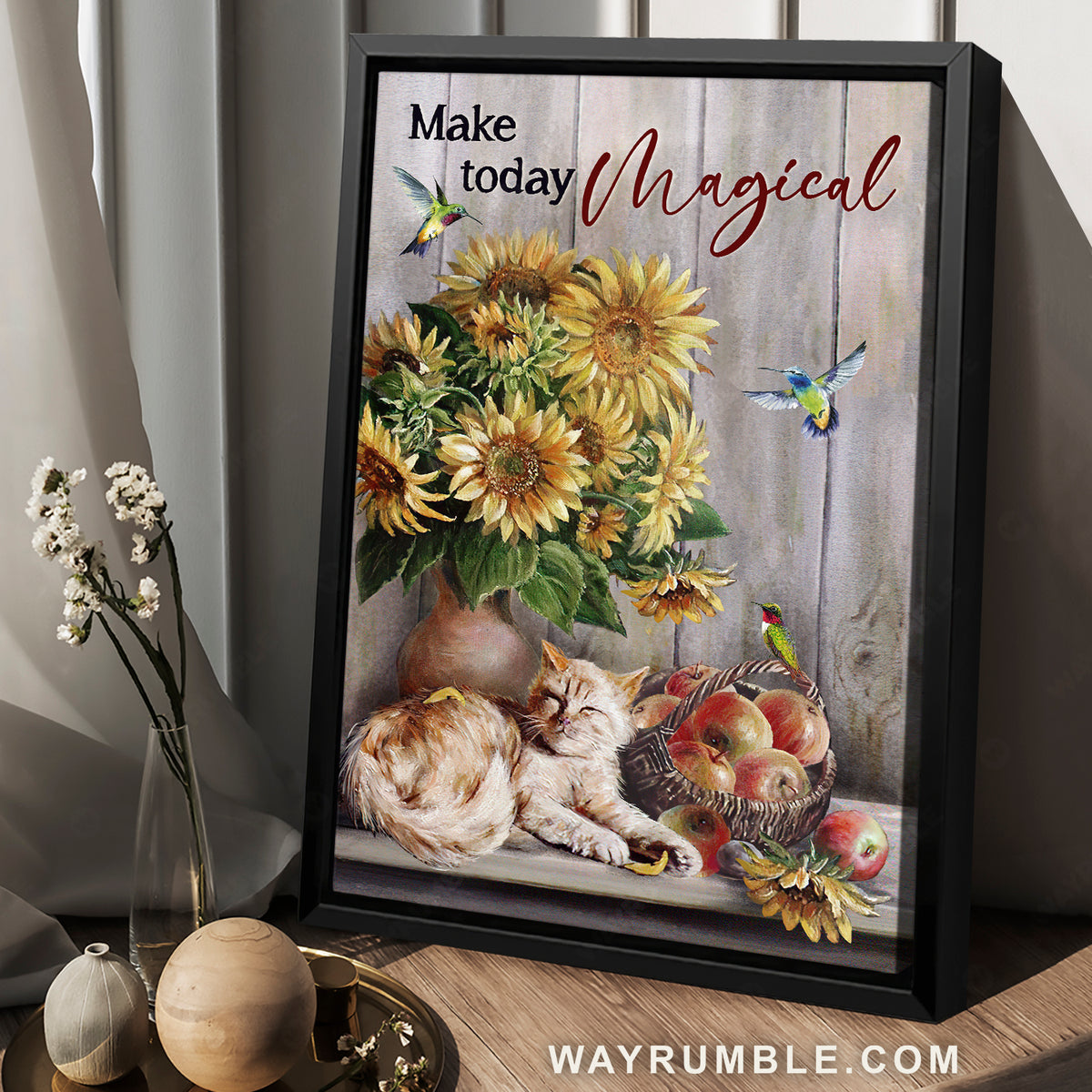 Cute cat, Sunflower vase, Apple painting, Hummingbird, Make today magical - Jesus Portrait Canvas Prints, Christian Wall Art