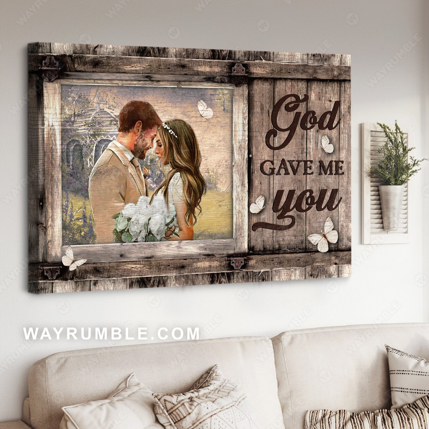 American wedding, White cotton flower, Butterfly, God gave me you - Jesus Landscape Canvas Prints, Christian Wall Art