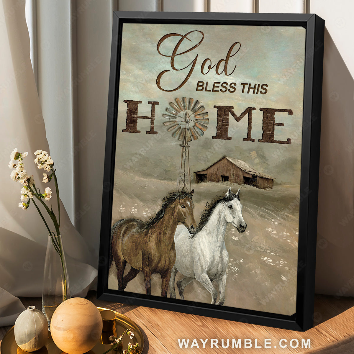 Dark cloud, Quarter horses, Old farm, Windmill painting, God bless this home - Jesus Portrait Canvas Prints, Christian Wall Art
