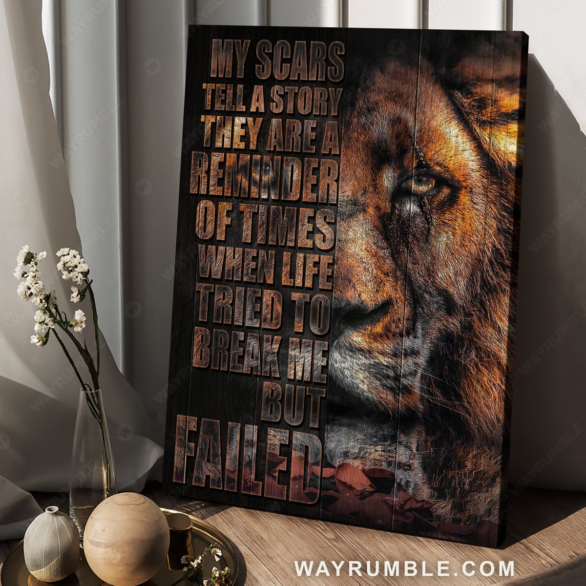 Lion of Judah, Stunning Jesus, My scars tell a story - Jesus Portrait Canvas Prints, Home Decor Wall Art