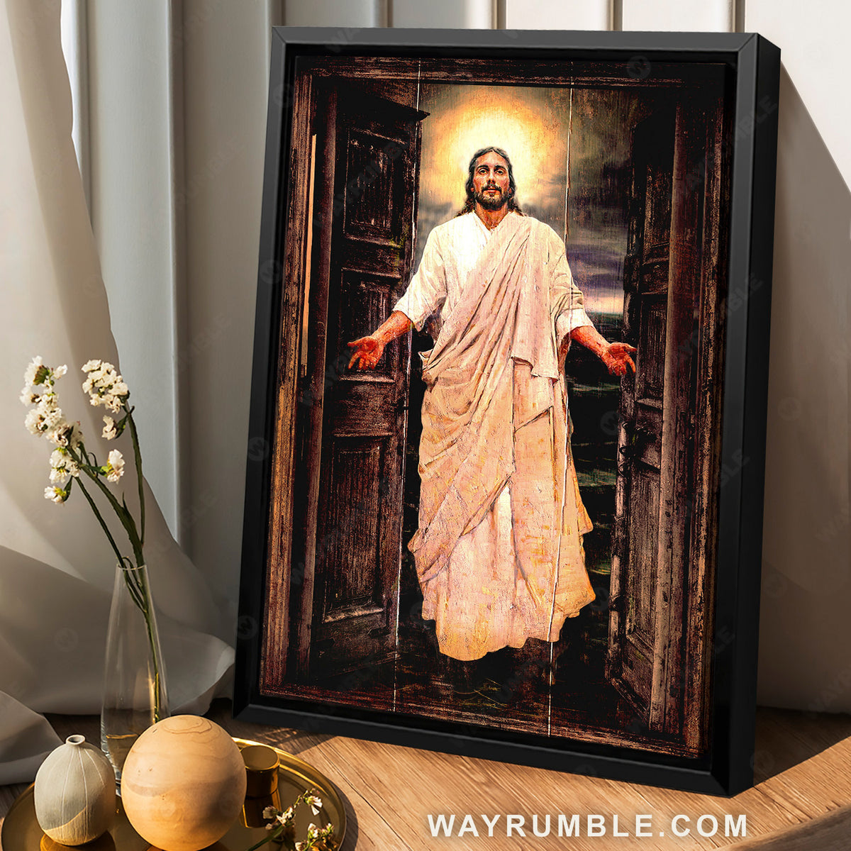 Jesus calls, Watercolor Jesus painting, Infinite halo - Jesus Portrait Canvas Prints, Christian Wall Art