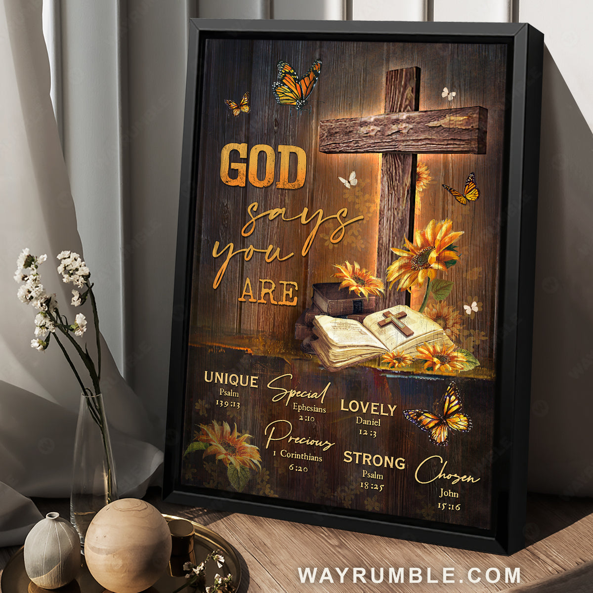 Unique cross, Sunflower garden, Antique bible, God says you are - Jesus Portrait Canvas Prints, Christian Wall Art