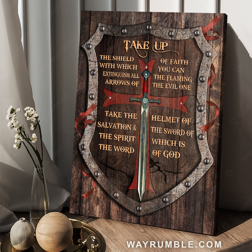 Shield drawing, The warrior, Take up the shield of faith - Jesus Portrait Canvas Prints, Christian Wall Art