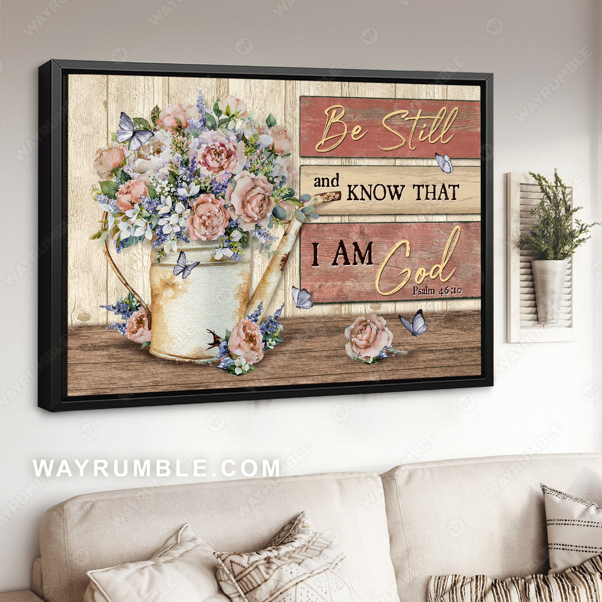 Light pink flower, Pretty flower vase, Be still and know that I am God - Jesus Landscape Canvas Prints, Christian Wall Art