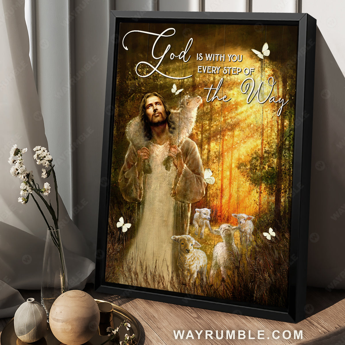 Amazing forest, The life of Jesus, Animal of God, God is with you every step of the way - Jesus Portrait Canvas Prints, Christian Wall Art