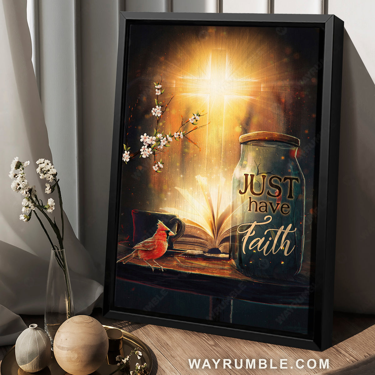 Light cross, Pretty flower, Cardinal drawing, Just have faith - Jesus Portrait Canvas Prints, Home Decor Wall Art