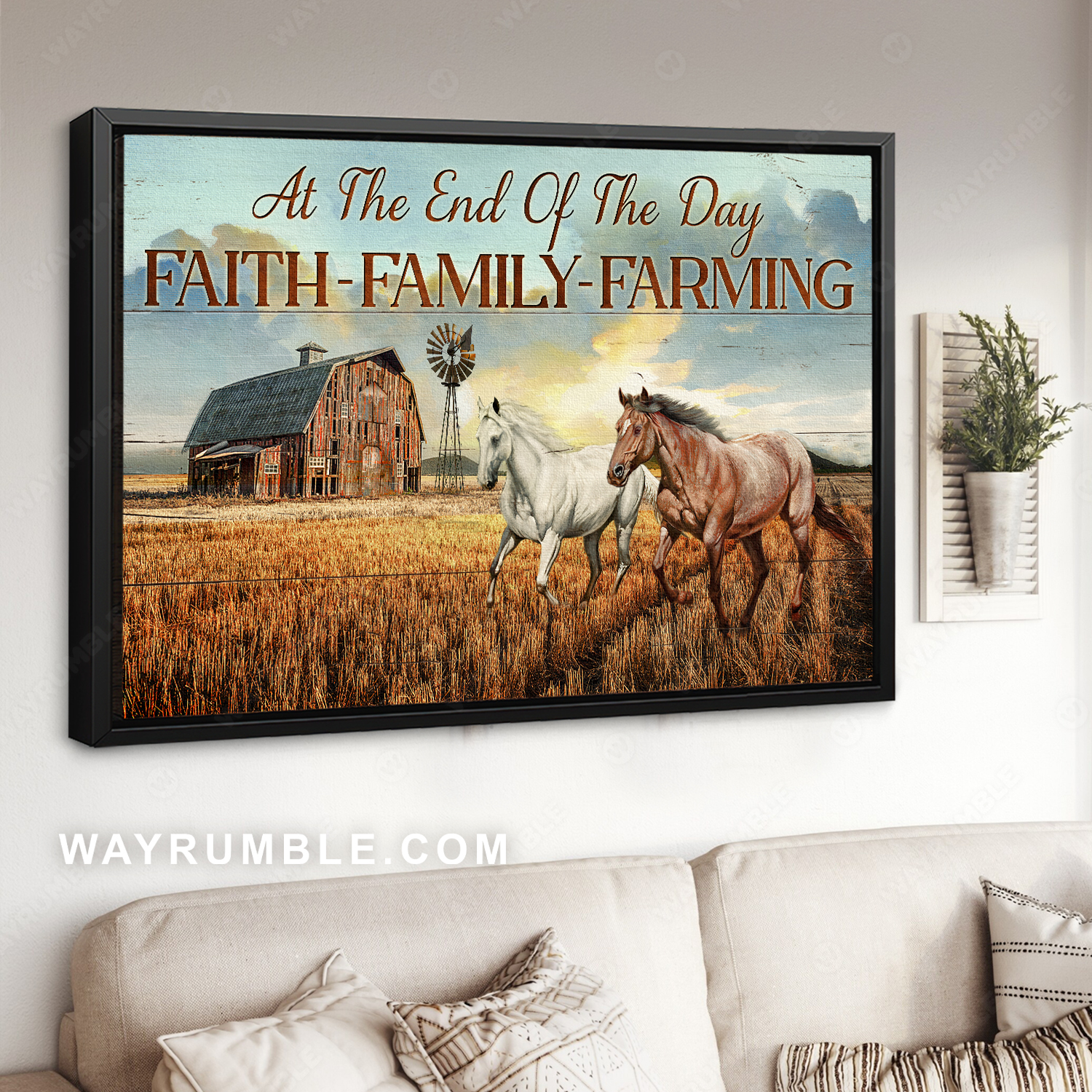 Wild horses, Rice field, Beautiful sunset, At the end of the day, Faith, Family, Farming - Jesus Landscape Canvas Prints, Christian Wall Art