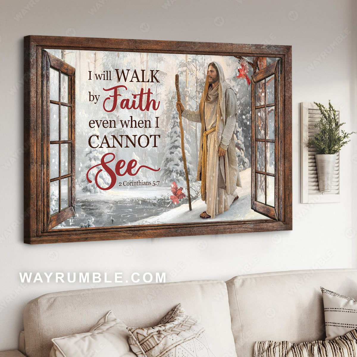 Amazing forest, Walking with Jesus, Winter drawing, I will walk by faith - Jesus Landscape Canvas Prints, Home Decor Wall Art