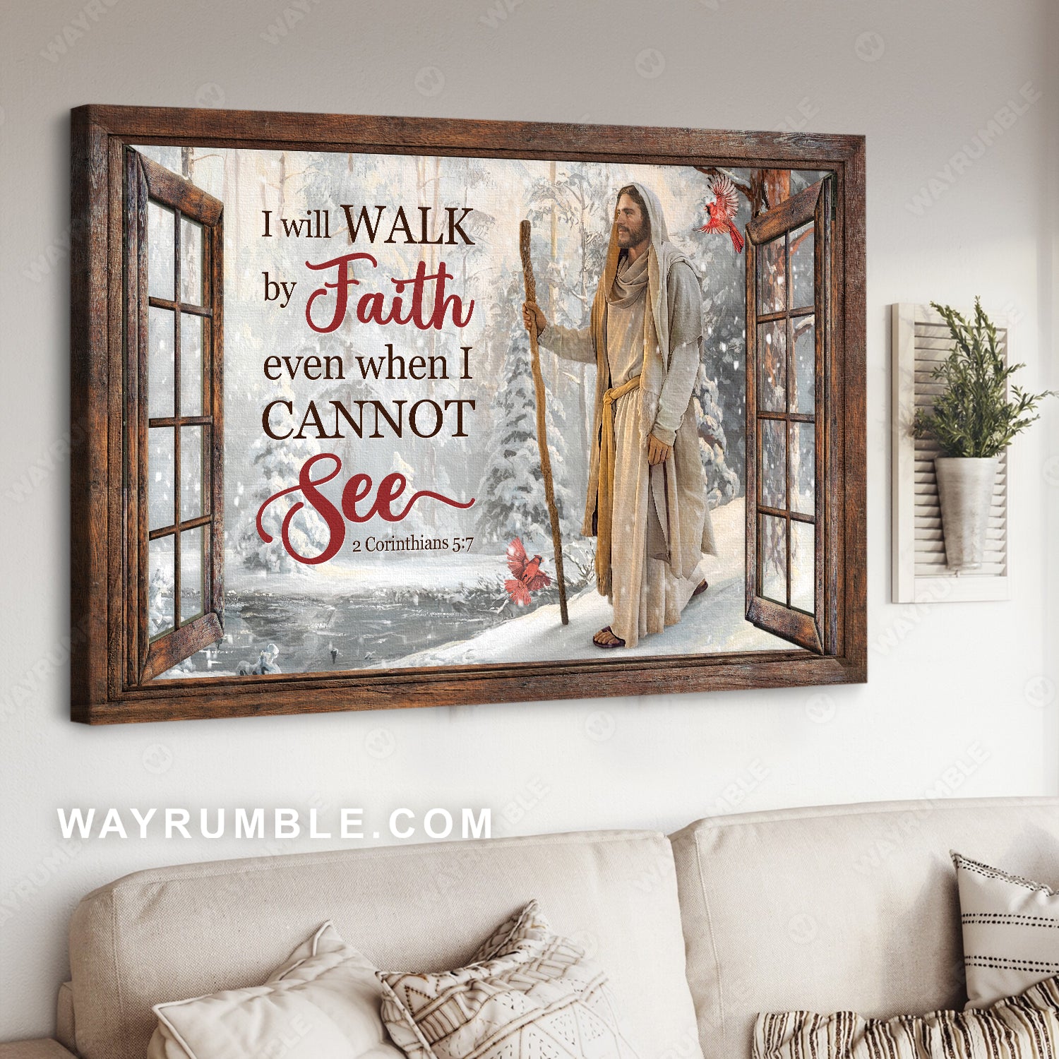 Amazing forest, Walking with Jesus, Winter drawing, I will walk by faith - Jesus Landscape Canvas Prints, Home Decor Wall Art
