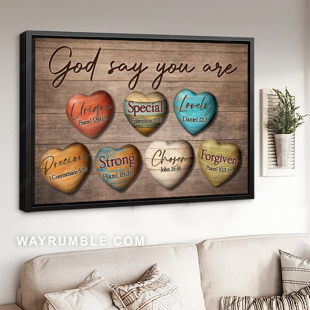 Colorful heart, Planet symbol, God says you are unique - Jesus Landscape Canvas Prints, Christian Wall Art