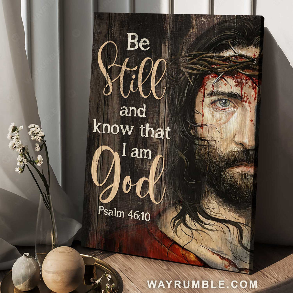 Amazing Jesus painting, Crown of thorn drawing, Be still and know that I am God - Jesus Portrait Canvas Prints, Christian Wall Art