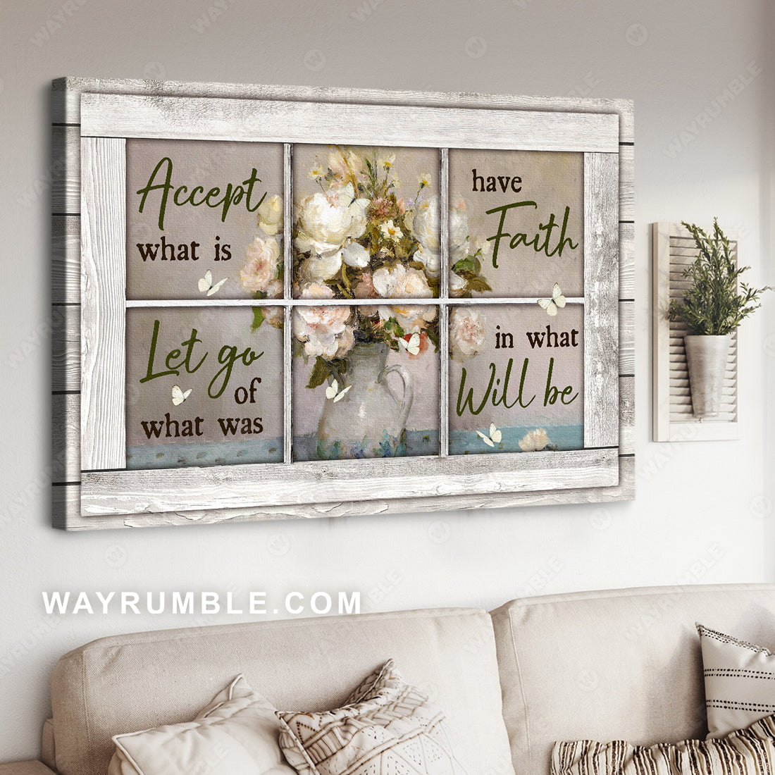 Pastel rose vase, Still life painting, Accept what is let go - Jesus Landscape Canvas Prints, Christian Wall Art