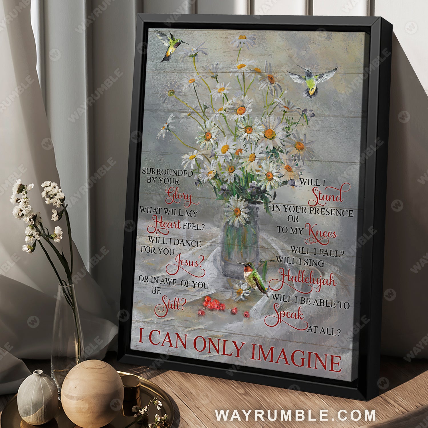 Watercolor daisy, Colorful hummingbird, Cranberry, I can only imagine - Jesus Portrait Canvas Prints, Christian Wall Art