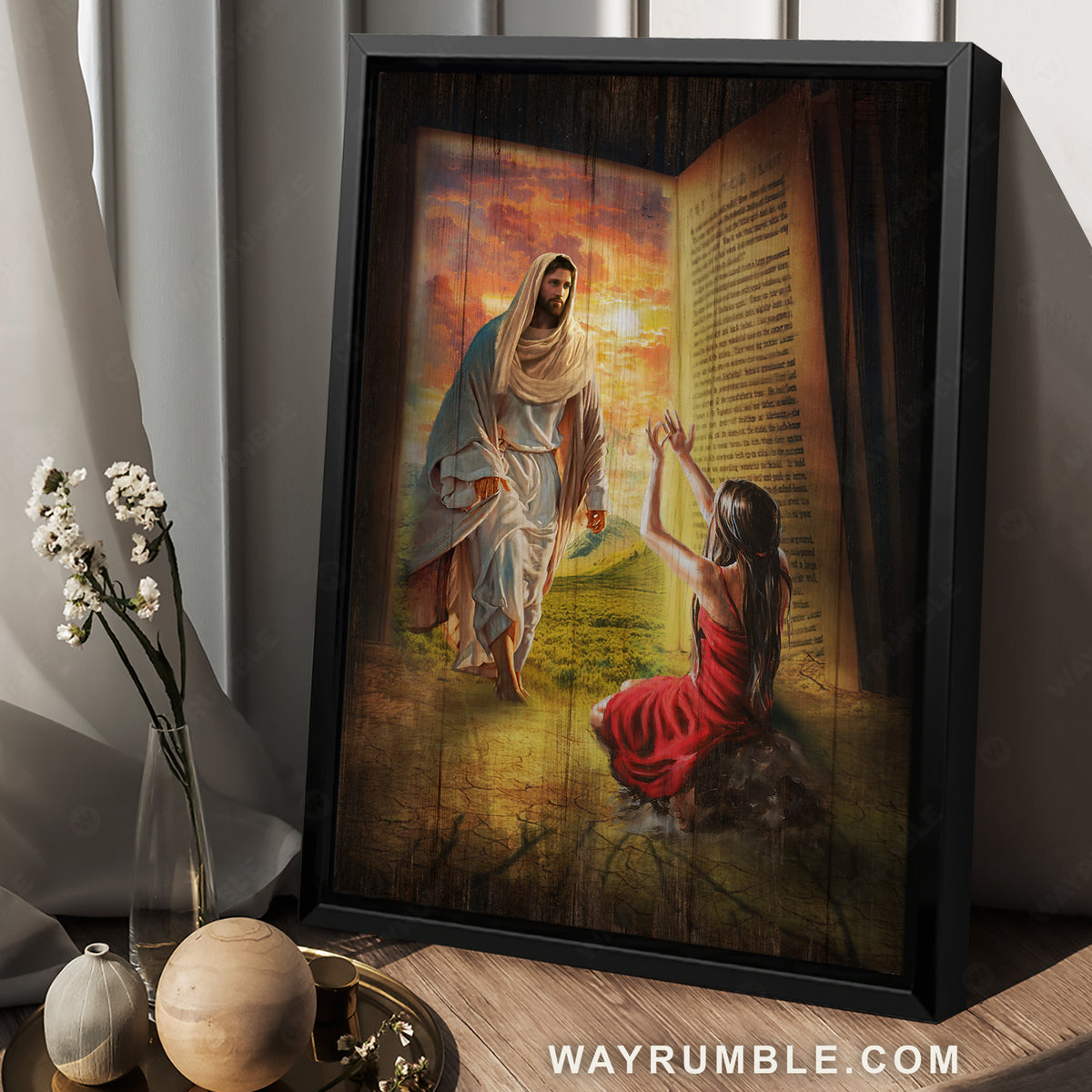 Walking with Jesus, Jesus calls, Pray for healing, Pretty sunset - Jesus Portrait Canvas Prints, Christian Wall Art