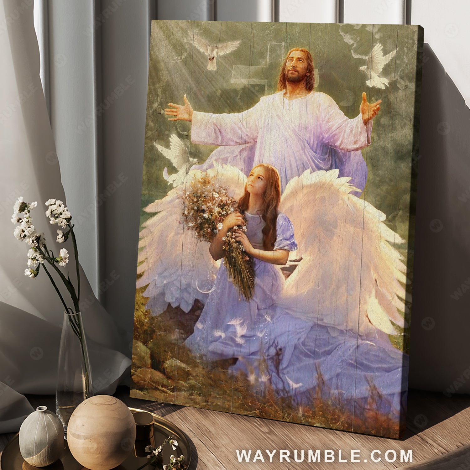 Little angel, The face of Jesus, Magic forest, Pray for healing - Jesus Portrait Canvas Prints, Christian Wall Art