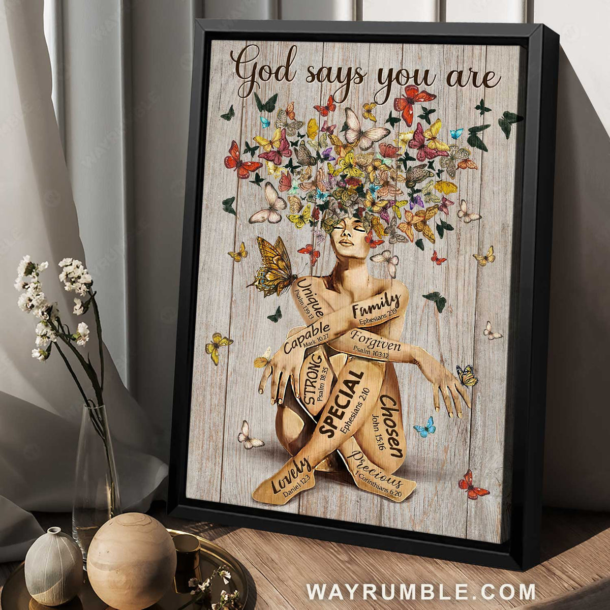 Unique girl, Stunning butterfly, Beautiful artwork, God says you are unique - Jesus Portrait Canvas Prints, Home Decor Wall Art