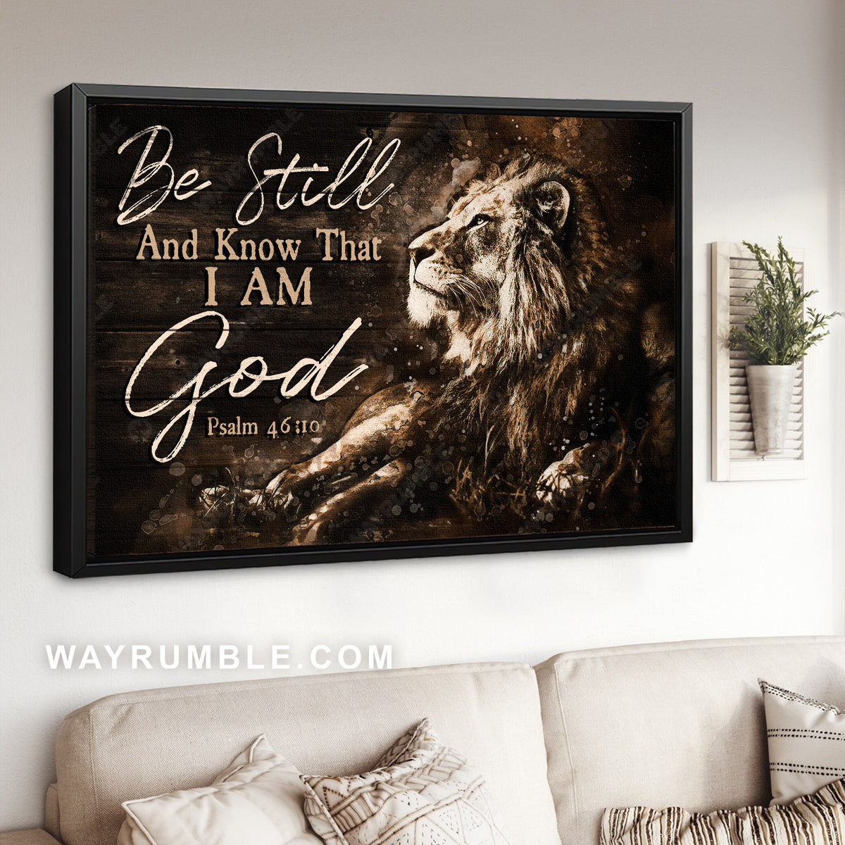 Amazing artwork, Stunning lion, Dark night, Be still and know that I am God - Jesus Landscape Canvas Prints, Home Decor Wall Art