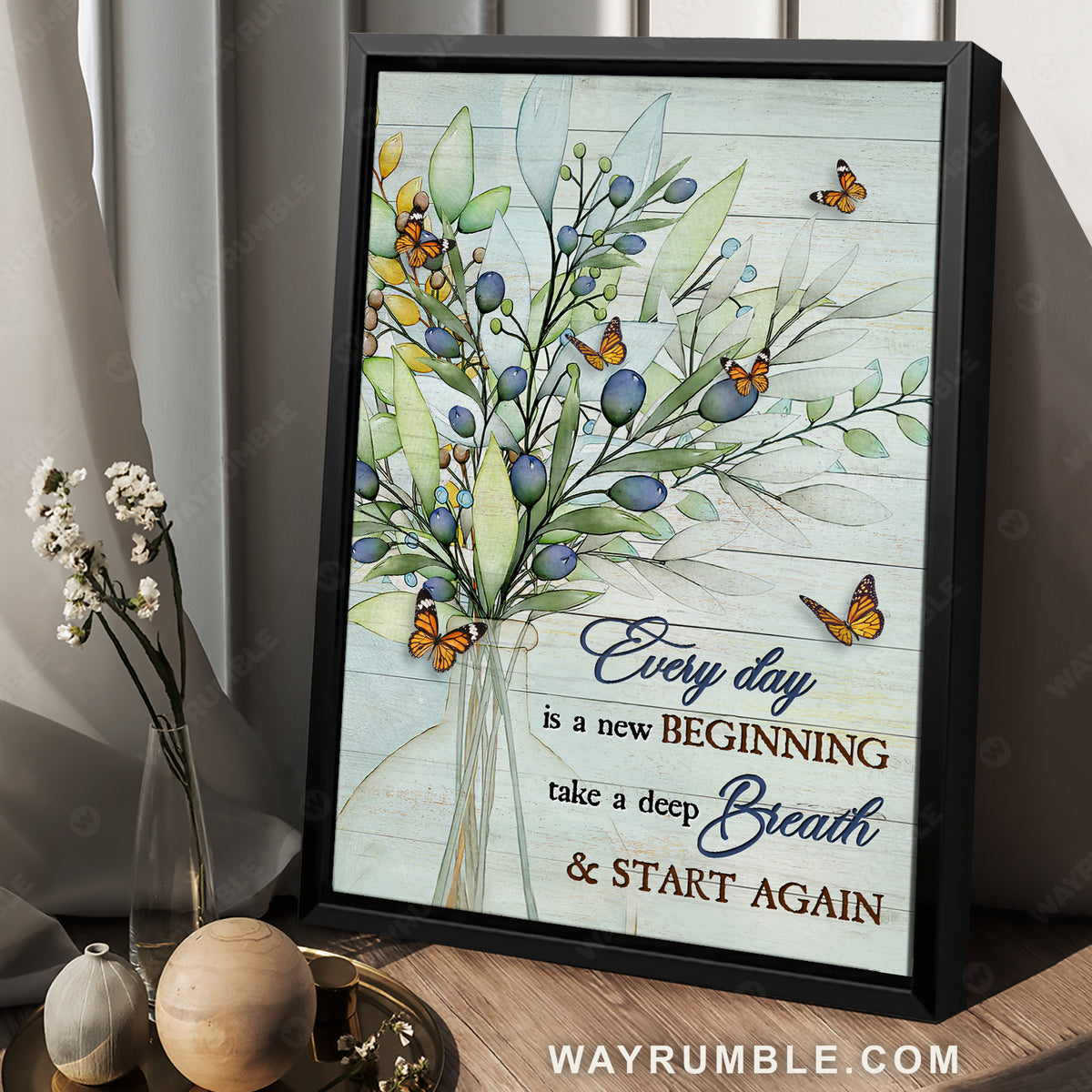 Blue cranberry, Butterfly drawing, Every day is a new beginning - Jesus Portrait Canvas Prints, Christian Wall Art