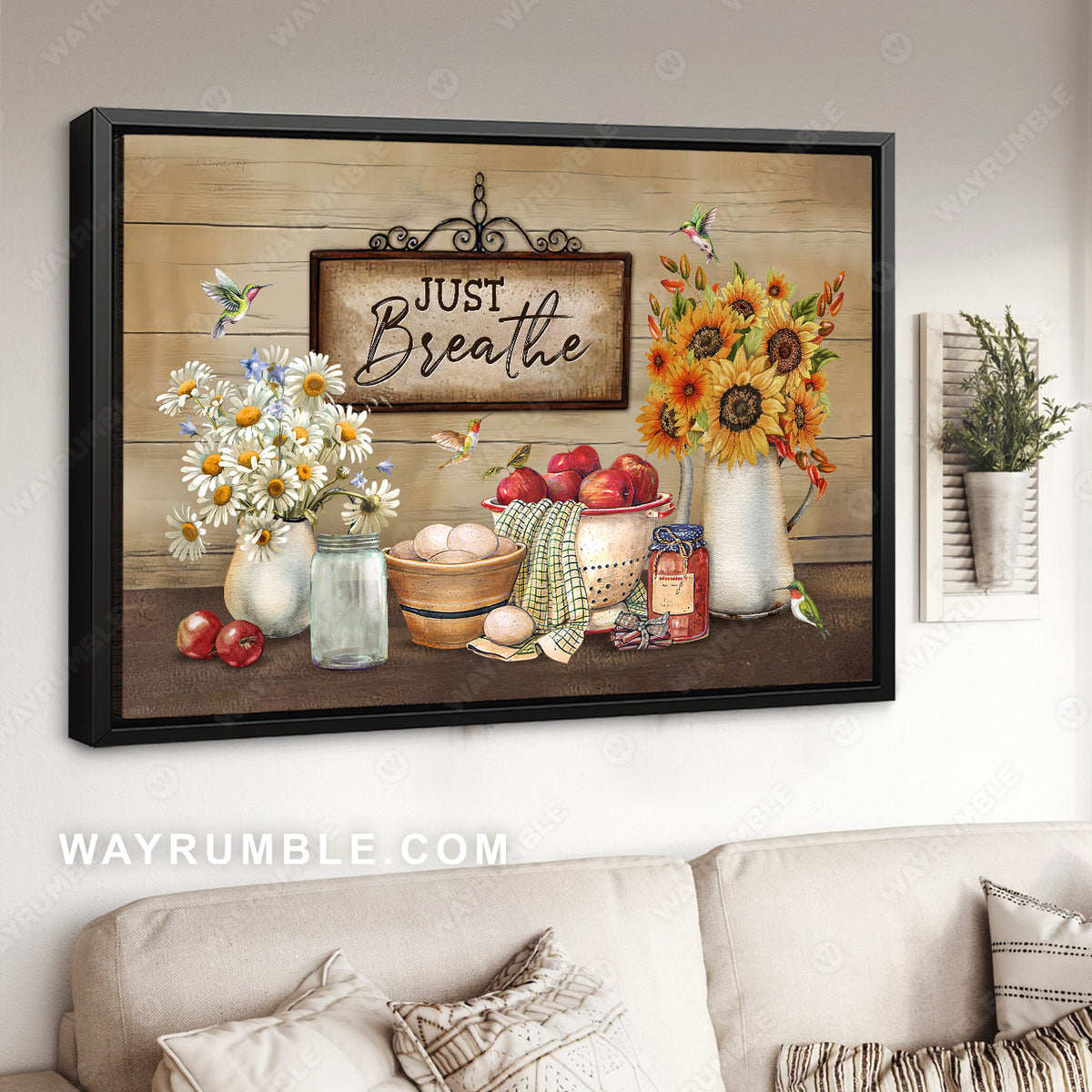 Beautiful daisy, Pretty kitchen, Vintage sign, Hummingbird, Just breathe - Jesus Landscape Canvas Prints, Christian Wall Art